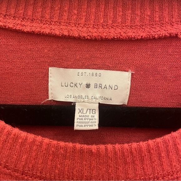 Lucky Brand Red Crew‎ Neck Long Sleeve Pullover Sweatshirt XL TG - Picture 3 of 11